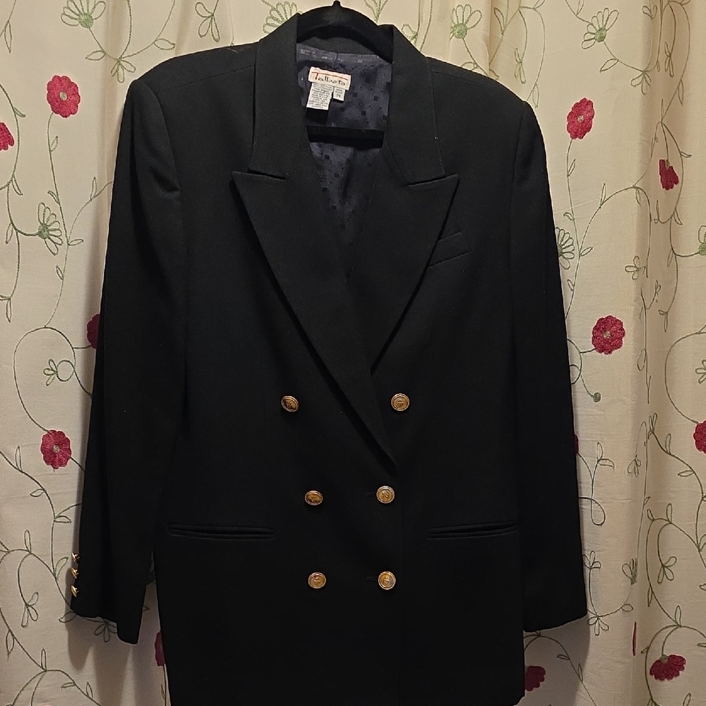 Talbots Black,Wool Double Breasted Blazer